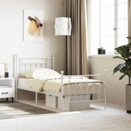 Berkfield Home Metal Bed Frame with Headboard & Footboard White 90x200 cm - thumbnail 2