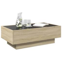 Berkfield Home Coffee Table with LED Sonoma Oak 90x50x30 cm Engineered Wood in Light Tan - Size: 90 x 50 x 30 cm - thumbnail 5