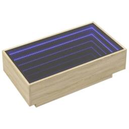 Berkfield Home Coffee Table with LED Sonoma Oak 90x50x30 cm Engineered Wood in Light Tan - Size: 90 x 50 x 30 cm - thumbnail 3
