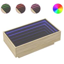 Berkfield Home Coffee Table with LED Sonoma Oak 90x50x30 cm Engineered Wood in Light Tan - Size: 90 x 50 x 30 cm - thumbnail 1