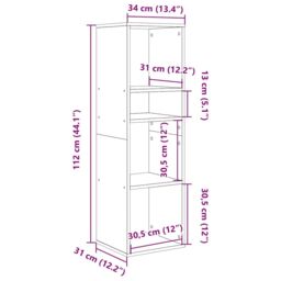 Berkfield Home Book Cabinet White 34x31x112 cm Engineered Wood - Size: 34 x 31 x 112 cm - thumbnail 9