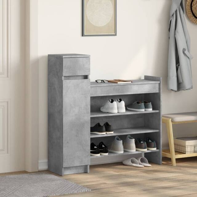 Berkfield Home Shoe Cabinet Concrete Grey 100.5x28x100 cm Engineered Wood - image 1