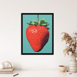 Wee Blue Coo Wall Art Print Duotone Dessert Red Strawberry Living Room Framed - Size: A4 - thumbnail 4