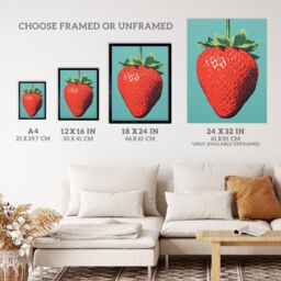 Wee Blue Coo Wall Art Print Duotone Dessert Red Strawberry Living Room Framed - Size: A4 - thumbnail 3