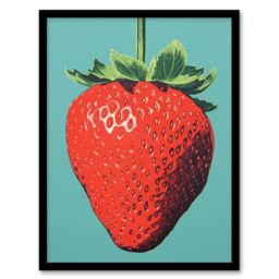 Wee Blue Coo Wall Art Print Duotone Dessert Red Strawberry Living Room Framed - Size: A4 - thumbnail 1