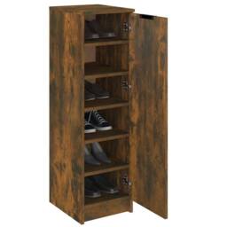 Berkfield Home Shoe Cabinet Smoked Oak 30x35x100 cm Engineered Wood in Brown - Size: 30 x 35 x 100 cm - thumbnail 4