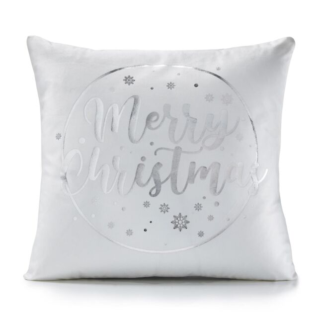 Luxury Living Christmas Merry Decorative Cushion With Pad 45cm x 45cm in White - Size: 45 cm x 45 cm - image 1
