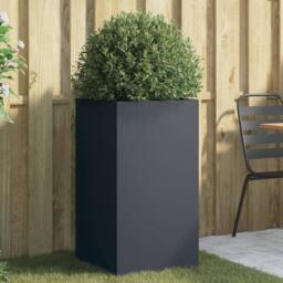 Berkfield Home Planter Anthracite 42x38x75 cm Steel in Dark Grey - Size: 42 x 38 x 75 cm - thumbnail 2
