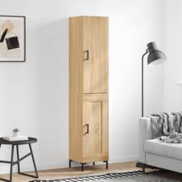 Berkfield Home Highboard Sonoma Oak 34.5x34x180 cm Engineered Wood in Light Brown - thumbnail 2