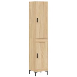 Berkfield Home Highboard Sonoma Oak 34.5x34x180 cm Engineered Wood in Light Brown - thumbnail 3