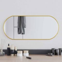 Berkfield Home Wall Mirror Gold 70x30 cm Oval - thumbnail 2