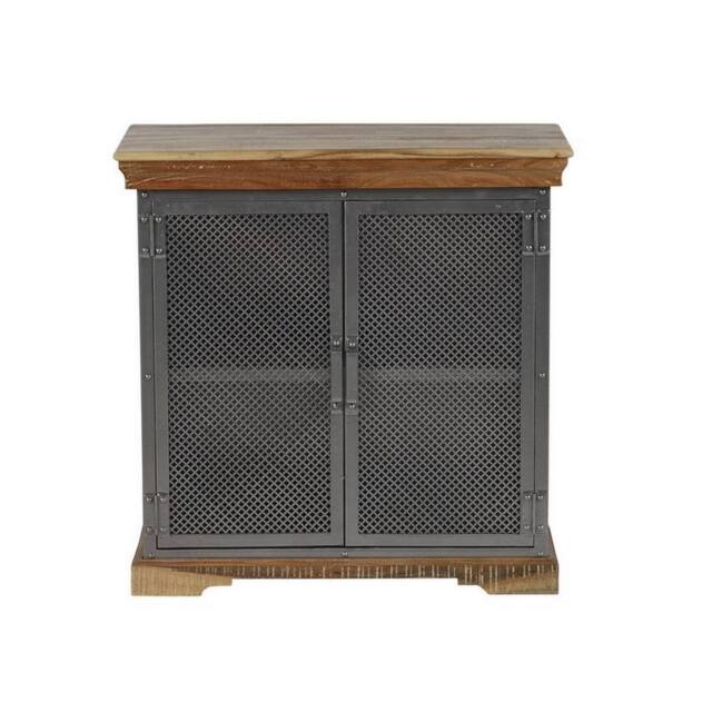 Indian Hub Metropolis Industrial Sideboard - Metal/Acacia Solid Wood - L45 x W85 x H85 cm in Brown - image 1
