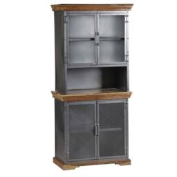 Indian Hub Metropolis Industrial Sideboard - Metal/Acacia Solid Wood - L45 x W85 x H85 cm in Brown - thumbnail 4