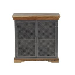 Indian Hub Metropolis Industrial Sideboard - Metal/Acacia Solid Wood - L45 x W85 x H85 cm in Brown - thumbnail 1