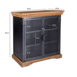 Indian Hub Metropolis Industrial Sideboard - Metal/Acacia Solid Wood - L45 x W85 x H85 cm in Brown - thumbnail 8