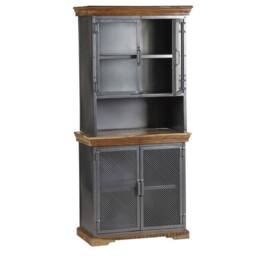 Indian Hub Metropolis Industrial Sideboard - Metal/Acacia Solid Wood - L45 x W85 x H85 cm in Brown - thumbnail 5