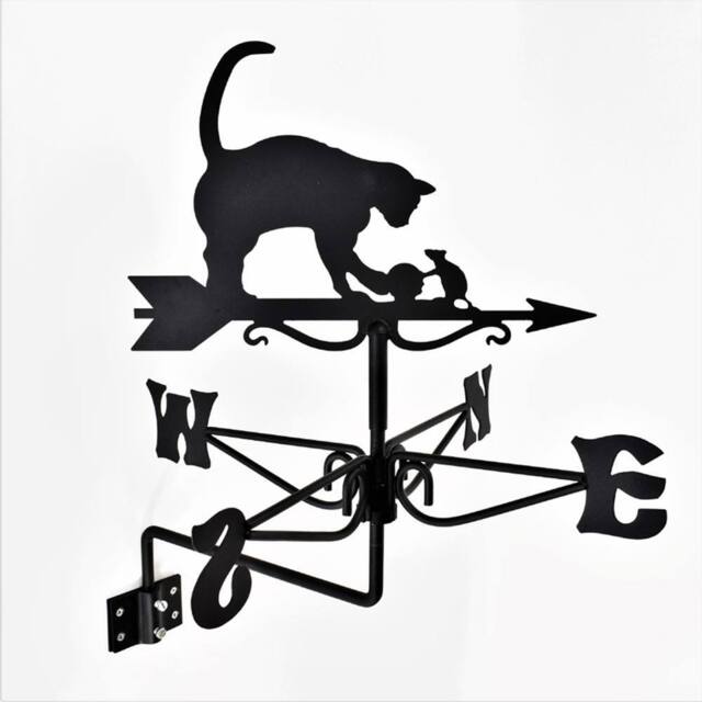 Buttercup Farm Mini Cat & Mouse Weathervane - Steel - L38 x W38 x H53 cm - Black - image 1