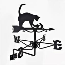 Buttercup Farm Mini Cat & Mouse Weathervane - Steel - L38 x W38 x H53 cm - Black - thumbnail 1