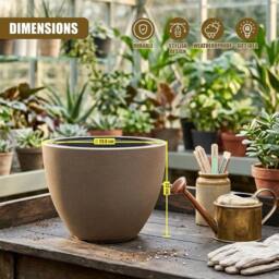 KORVIXA Flower Pot 29.8cm Weather Resistant Oval in Brown - thumbnail 2