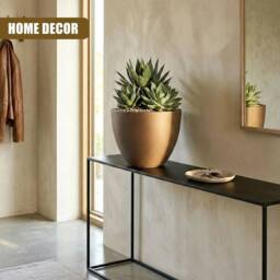 KORVIXA Flower Pot 29.8cm Weather Resistant Oval in Brown - thumbnail 4