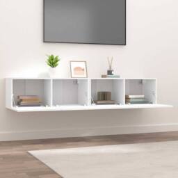 Berkfield Home TV Cabinets 2 pcs White 80x30x30 cm Engineered Wood - Size: 80 x 30 x 30 cm - thumbnail 1
