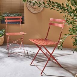 sweeek Set of 2 folding garden chairs in Terracotta