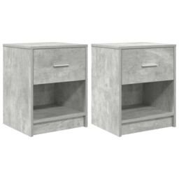 Berkfield Home Bedside Cabinets 2 pcs with Drawer Concrete Grey 40x34x50 cm in Brown - Size: 40 x 34 x 50 cm - thumbnail 2