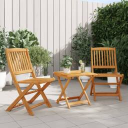 Berkfield Home 3 Piece Folding Garden Dining Set Solid Wood Acacia in Brown - thumbnail 1