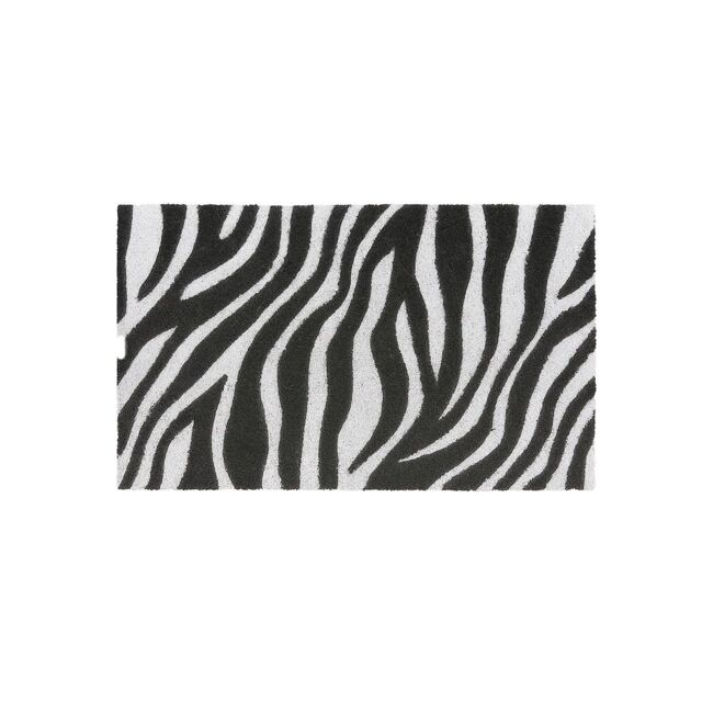 Melody Maison Zebra Print Coir Door Mat in Black - Size: 100 cm diameter - image 1