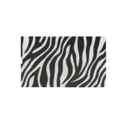 Melody Maison Zebra Print Coir Door Mat in Black - Size: 100 cm diameter - thumbnail 1