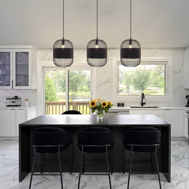 Living and Home Industrial Black Pendant Light for Kitchen & Dining Room - image 1