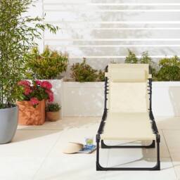 Neo Two Outdoor Folding Sun Loungers in Beige - thumbnail 6