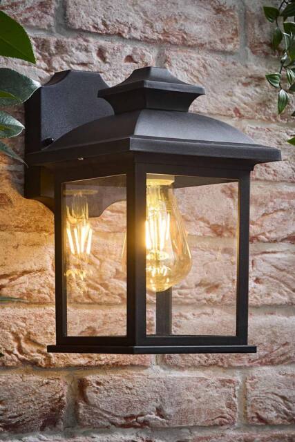 ValueLights Leo Matte Black Traditional Lantern IP44 Outdoor Wall Light - image 1