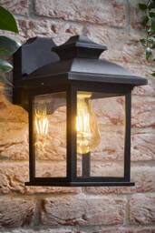 ValueLights Leo Matte Black Traditional Lantern IP44 Outdoor Wall Light - thumbnail 1