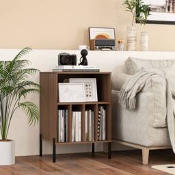 Costway Vinyl Record Player Stand Turntable Stand w/Charging Station in Walnut - thumbnail 7