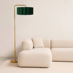 CGC Lighting Kyra Brushed Gold Angled Floor Lamp with Large Scalloped Lampshade in Dark Green - thumbnail 2
