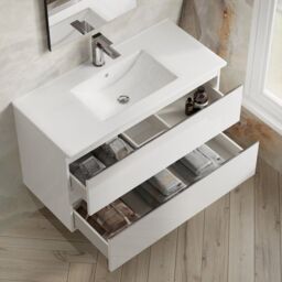 Banyetti Vatilla 1000mm Wall Hung Vanity Unit with Lira Basin - Gloss White - thumbnail 4