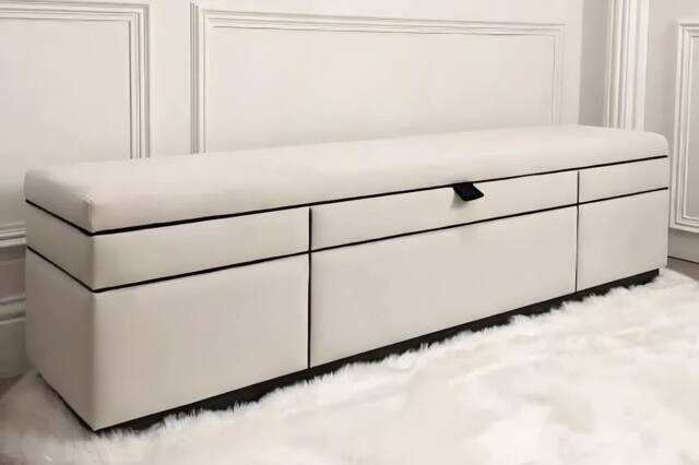 PARADISE BEDS LTD Ottoman Storage Footstool in Cream - Size: 180 cm x 40 cm - image 1