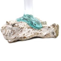 Serenityy Molten Glass on Whitewash Wood Vase - Medium in White - thumbnail 2