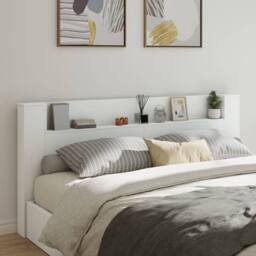 Berkfield Home Headboard Cabinet with LED White 220x16.5x103.5 cm - thumbnail 2