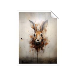 "Warren Reed - Designer Watercolour Hare Face Unframed Art Print - Size: W16"" x H24""" - thumbnail 2