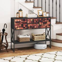 Costway Console Table Sofa Table w/ 4 Fabric Drawers & Shelf Entryway Table - thumbnail 3