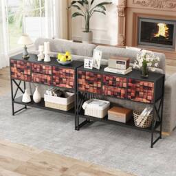 Costway Console Table Sofa Table w/ 4 Fabric Drawers & Shelf Entryway Table - thumbnail 7