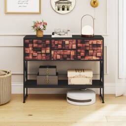 Costway Console Table Sofa Table w/ 4 Fabric Drawers & Shelf Entryway Table - thumbnail 5
