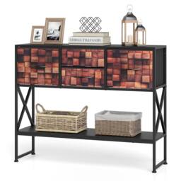 Costway Console Table Sofa Table w/ 4 Fabric Drawers & Shelf Entryway Table - thumbnail 1