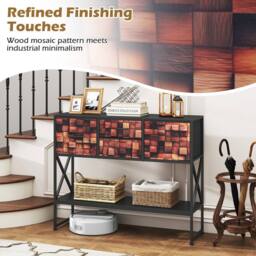Costway Console Table Sofa Table w/ 4 Fabric Drawers & Shelf Entryway Table - thumbnail 8