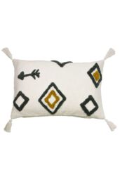 Furn Inka Tufted Cotton Tasselled Cushion in Natural - Size: 40 cm x 60 cm