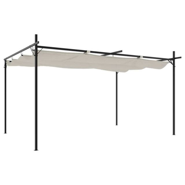 Berkfield Home Pergola with Retractable Roof Cream 395x292x230 cm in Beige - Size: 395 x 292 x 230 cm - image 1
