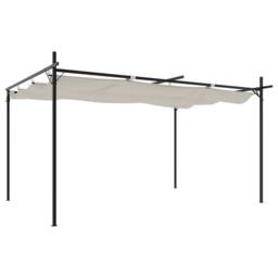 Berkfield Home Pergola with Retractable Roof Cream 395x292x230 cm in Beige - Size: 395 x 292 x 230 cm - thumbnail 1