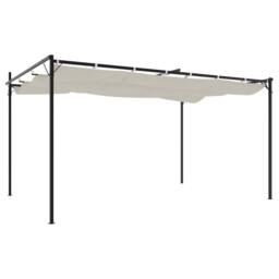 Berkfield Home Pergola with Retractable Roof Cream 395x292x230 cm in Beige - Size: 395 x 292 x 230 cm - thumbnail 5